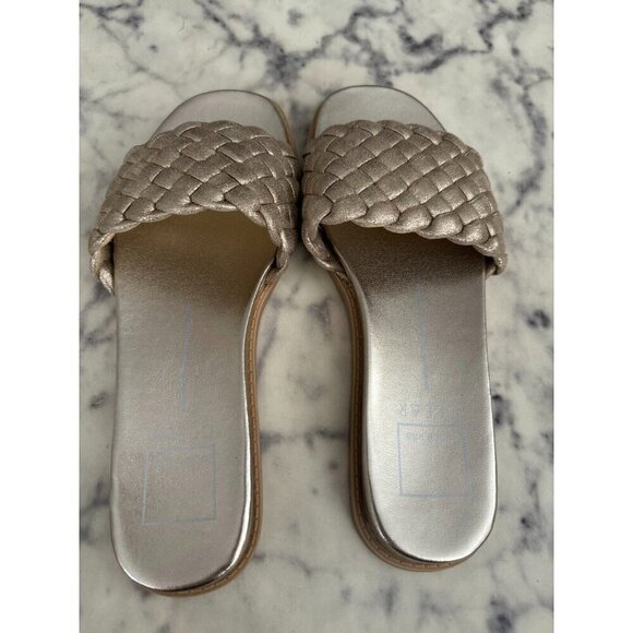 Dolce Vita Womens Gold Grazie Basketweave Slip On Slide Sandals Size US 8 - Picture 2 of 5